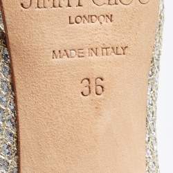 Pre Owned Jimmy Choo Silver/Gold Glitter Luna Peep Toe Pumps Size 36