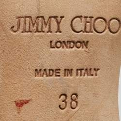 Pre Owned Jimmy Choo Orange/Black Patent Leather Ankle Strap Sandals Size 38