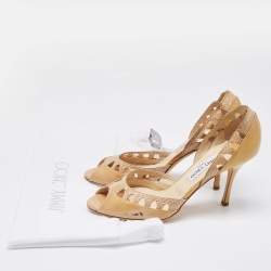 Jimmy Choo Two Tone Patent and Snakeskin Peep Toe D'orsay Pumps Size 40.5 