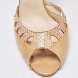 Jimmy Choo Two Tone Patent and Snakeskin Peep Toe D'orsay Pumps Size 40.5 
