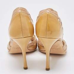 Jimmy Choo Two Tone Patent and Snakeskin Peep Toe D'orsay Pumps Size 40.5 