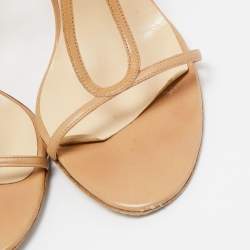 Pre Owned Jimmy Choo Brown Leather Strappy Sandals Size 39