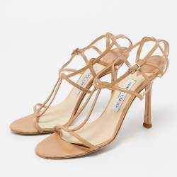 Pre Owned Jimmy Choo Brown Leather Strappy Sandals Size 39