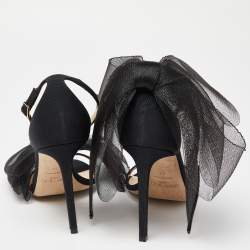 Jimmy Choo Black Fabric and Mesh Aveline Ankle-Strap Sandals Size 39