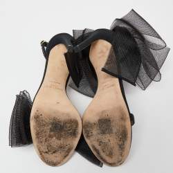 Jimmy Choo Black Fabric and Mesh Aveline Ankle-Strap Sandals Size 39