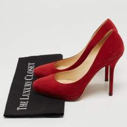 Jimmy Choo Red Suede Aimee Platform Pumps Size 38