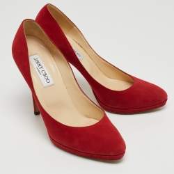 Jimmy Choo Red Suede Aimee Platform Pumps Size 38