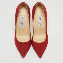 Pre Owned Jimmy Choo Red Suede Romy Pumps Size 37
