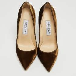 Pre Owned Jimmy Choo Brown Velvet Romy Pumps Size 37