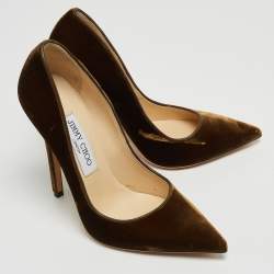 Pre Owned Jimmy Choo Brown Velvet Romy Pumps Size 37