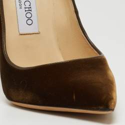 Pre Owned Jimmy Choo Brown Velvet Romy Pumps Size 37