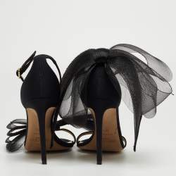 Jimmy Choo Black Fabric and Mesh Aveline Ankle Strap Sandals Size 38.5 