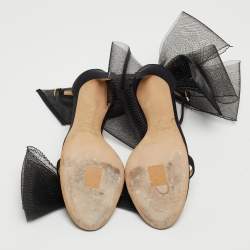 Jimmy Choo Black Fabric and Mesh Aveline Ankle Strap Sandals Size 38.5 