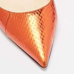 Pre Owned Jimmy Choo Metallic Brown Python Embossed Romy Pointed Toe Pumps Size 39