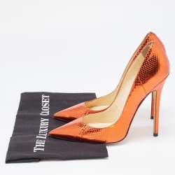 Pre Owned Jimmy Choo Metallic Brown Python Embossed Romy Pointed Toe Pumps Size 39