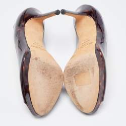 Pre Owned Jimmy Choo Black/Brown Patent Leather Slip On Pumps Size 37.5