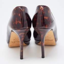 Pre Owned Jimmy Choo Black/Brown Patent Leather Slip On Pumps Size 37.5