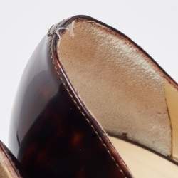 Pre Owned Jimmy Choo Black/Brown Patent Leather Slip On Pumps Size 37.5