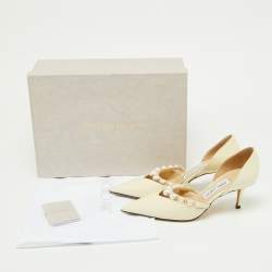 Pre Owned Jimmy Choo Beige Patent Leather Aurelie 85 Pumps Size 36.5