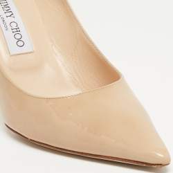 Pre Owned Jimmy Choo Beige Patent Leather Love Pumps Size 37.5