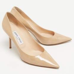 Pre Owned Jimmy Choo Beige Patent Leather Love Pumps Size 37.5