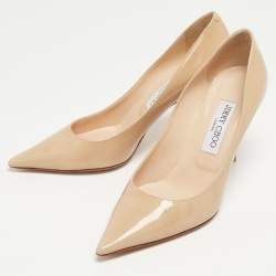 Pre Owned Jimmy Choo Beige Patent Leather Love Pumps Size 37.5