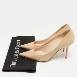 Pre Owned Jimmy Choo Beige Patent Leather Love Pumps Size 37.5