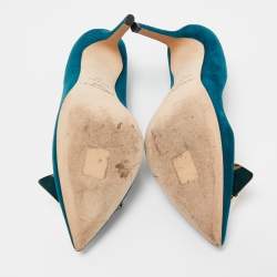 Pre Owned Jimmy Choo Teal Suede Vesna Pumps Size 37