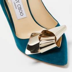 Pre Owned Jimmy Choo Teal Suede Vesna Pumps Size 37