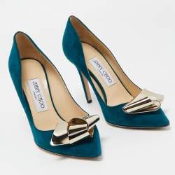 Pre Owned Jimmy Choo Teal Suede Vesna Pumps Size 37