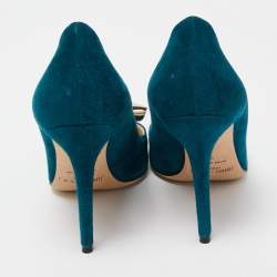 Pre Owned Jimmy Choo Teal Suede Vesna Pumps Size 37
