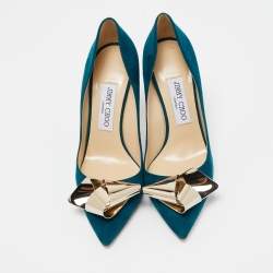 Pre Owned Jimmy Choo Teal Suede Vesna Pumps Size 37