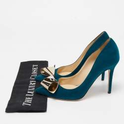 Pre Owned Jimmy Choo Teal Suede Vesna Pumps Size 37