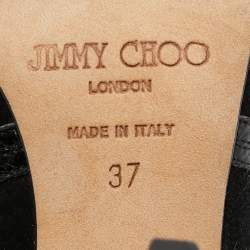 Jimmy Choo Black Python and Suede Lace Up Pumps 37