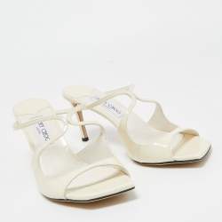 Pre Owned Jimmy Choo Off White Patent Leather Anise Sandals Size 42