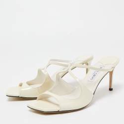 Pre Owned Jimmy Choo Off White Patent Leather Anise Sandals Size 42