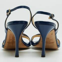 Jimmy Choo Blue Patent Leather India Slingback Sandals Size 39.5