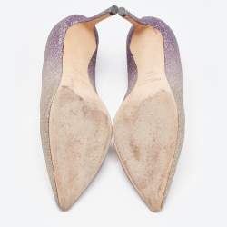 Pre Owned Jimmy Choo Ombre Purple/Silver Glitter Romy Pumps Size 38.5