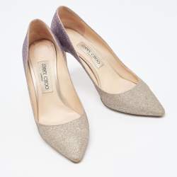 Pre Owned Jimmy Choo Ombre Purple/Silver Glitter Romy Pumps Size 38.5