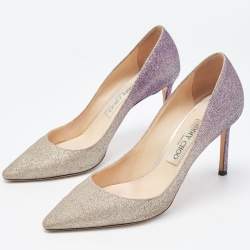 Pre Owned Jimmy Choo Ombre Purple/Silver Glitter Romy Pumps Size 38.5