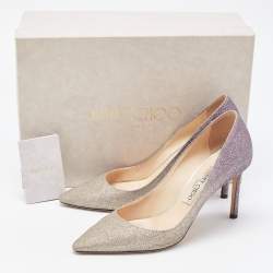 Pre Owned Jimmy Choo Ombre Purple/Silver Glitter Romy Pumps Size 38.5
