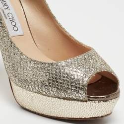 Jimmy Choo Silver Glitter Luna  Pumps Size 37.5