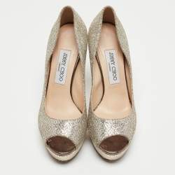 Jimmy Choo Silver Glitter Luna  Pumps Size 37.5