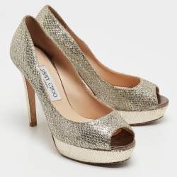 Jimmy Choo Silver Glitter Luna  Pumps Size 37.5