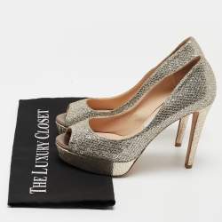 Jimmy Choo Silver Glitter Luna  Pumps Size 37.5