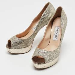 Jimmy Choo Silver Glitter Luna  Pumps Size 37.5