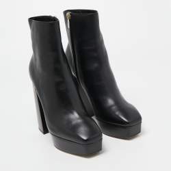 مملوكة مسبقًا Jimmy Choo Black Leather Bryn Ankle Boots Size 39.5 