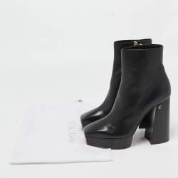 مملوكة مسبقًا Jimmy Choo Black Leather Bryn Ankle Boots Size 39.5 