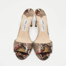 مملوكة مسبقًا Jimmy Choo Multicolor Python Stacey Slide Sandals Size 39