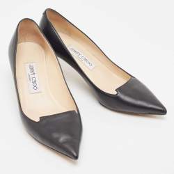 Pre Owned Jimmy Choo Black Leather Allure Pumps Size 36.5